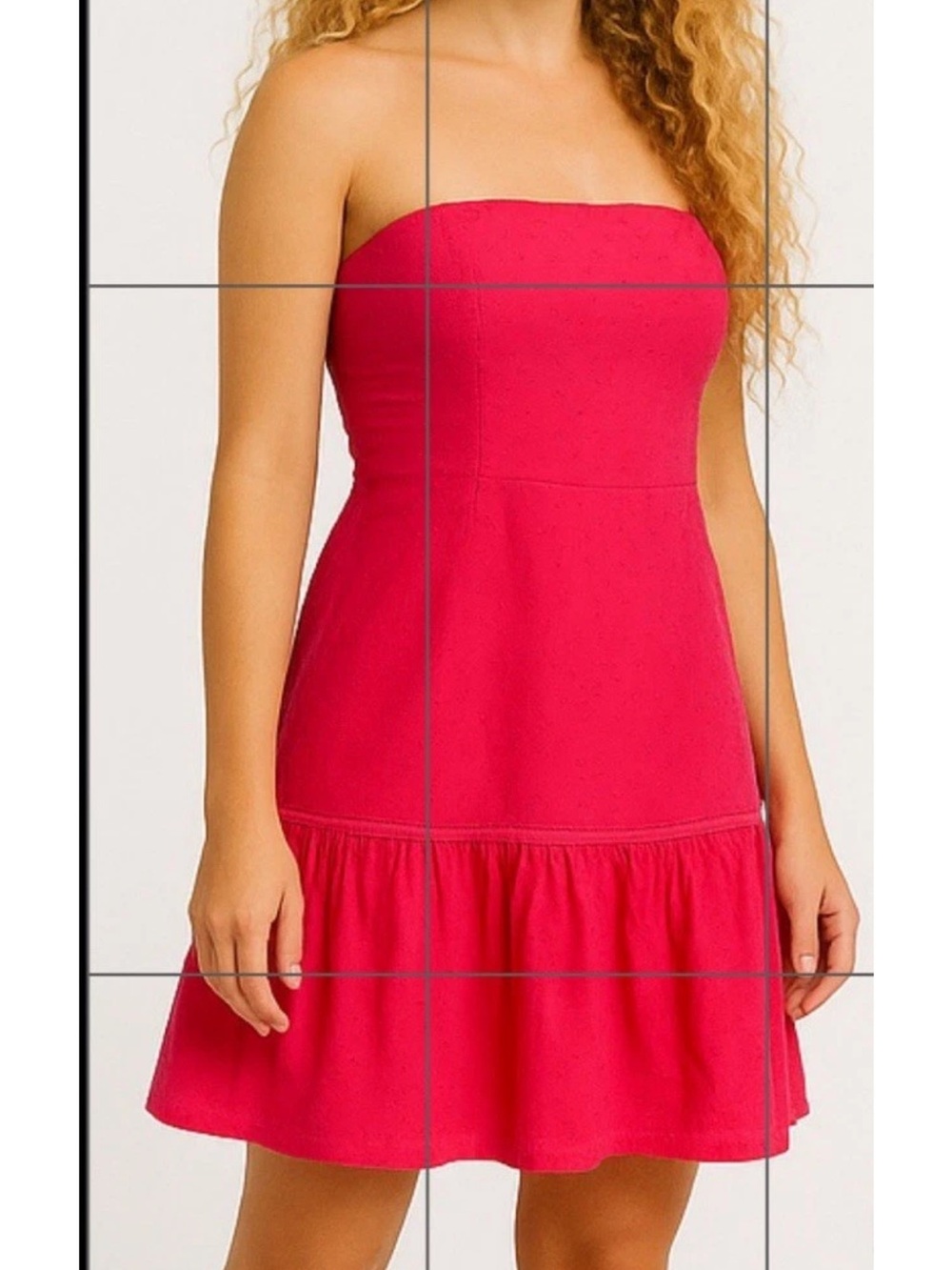 American  Eagle Strapless Pink Eyelet Dress Women’s Size 6 Fit & Flare